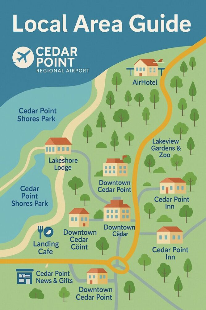 Map of attractions, restaurants and hotels in Cedar Point Map of attractions, restaurants and hotels in Cedar Point