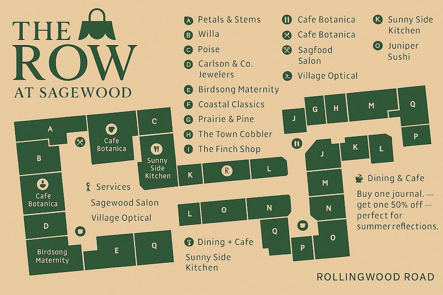 Directory map of the shops at The Row At Sagewood Directory map of the shops at The Row At Sagewood